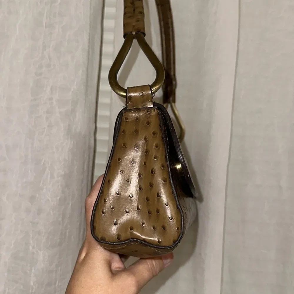 BUENO Faux Leather Tan Light Brown Ostrich Textured Hobo Bag